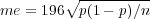 me = 196∘p-(1--p)∕n  